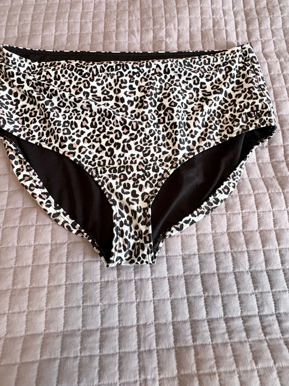 Albion Leopard Print Bikini Bottoms in Black and White